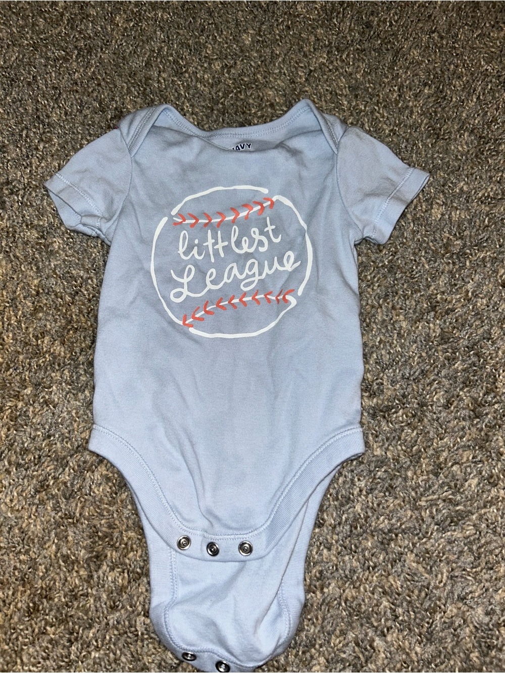 Old Navy Light Blue "Littlest League" Baby One-Piece Bodysuit